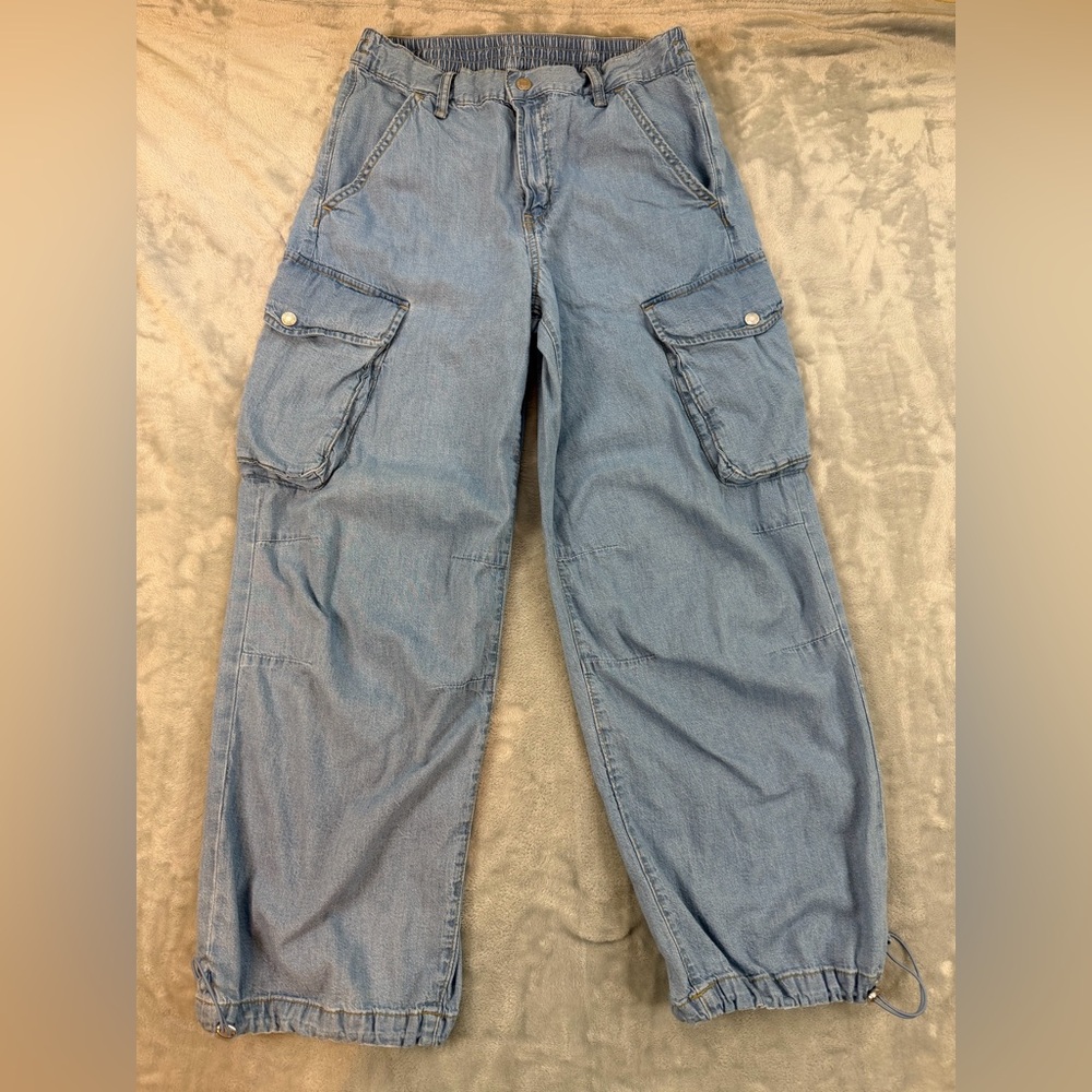 GAP Wide Baggy Mid Rise Jeans Women’s 6 | 28 Blue With Toggle Bottom